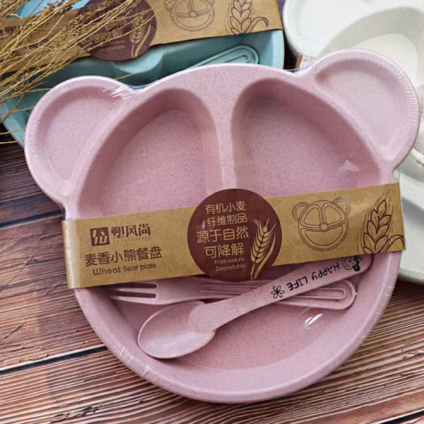 H41e1e8ebd54644099fc3844299d0a70d6 Wheat Straw Baby Tableware Set โ BPA-Free & Portable