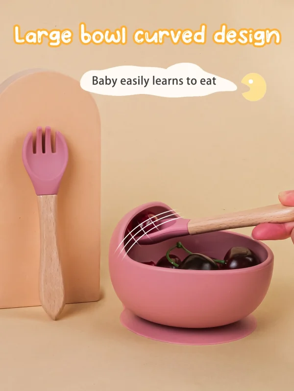 S480687ddc02d4cb1a5b7189ccd9d9bffY 3-Piece Silicone Baby Feeding Bowl Set with Spoon