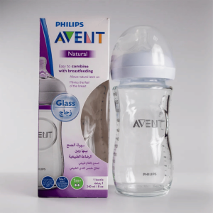 1775460899eFJ0J Philips Avent Natural Glass Feeding Bottle – 240ml | Super Soft Teat
