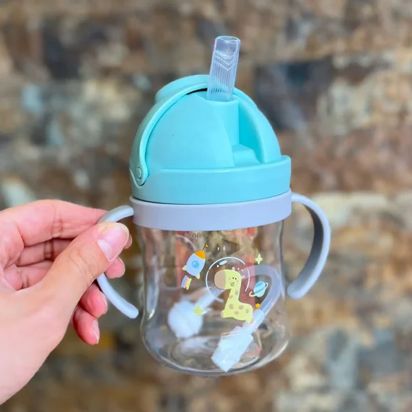 Animal Cartoon Pattern Child Drinking Bottle Straw Cup With Suction, 250ML